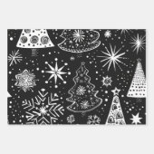 Retro Mid-Century Black & White Ornament Pattern Geschenkpapier Set (Vorderseite 2)