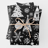 Retro Mid-Century Black & White Ornament Pattern Geschenkpapier Set (Beispiel)