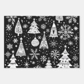 Retro Mid-Century Black & White Ornament Pattern Geschenkpapier Set (Vorderseite)