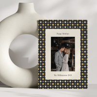 Retro Mid Century Bold Black Gold Floral Wedding