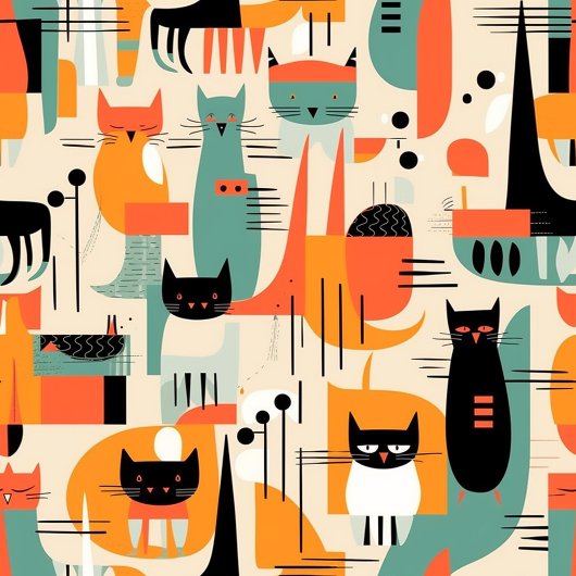 Retro Mid Century Cat Illustration Geschenkpapier Set