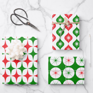 Retro-Mid-Century-Christmas-Starburst-Feiertage Geschenkpapier Set
