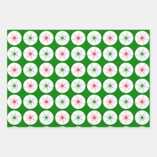 Retro Mid Century Christmas Starburst Holiday Geschenkpapier Set (Vorderseite 3)