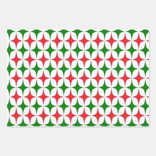 Retro Mid Century Christmas Starburst Holiday Geschenkpapier Set (Vorderseite)