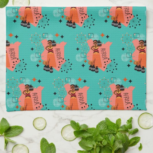 Retro Mid Century Ethnic African Art Geschirrtuch (Gefaltet)