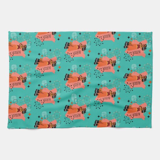 Retro Mid Century Ethnic African Art Geschirrtuch (Horizontal)