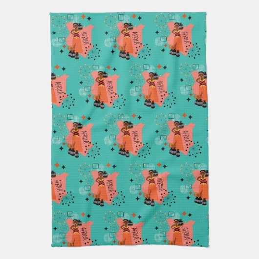 Retro Mid Century Ethnic African Art Geschirrtuch (Vertikal)