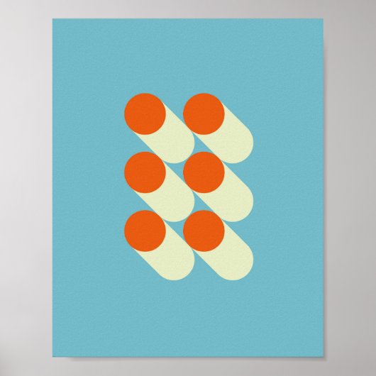 Retro Mid Century Geometric Dots Poster (Vorne)