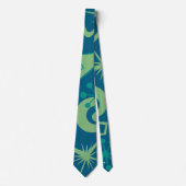 Retro Mid Century Green & Blue Abstract Krawatte (Vorderseite)