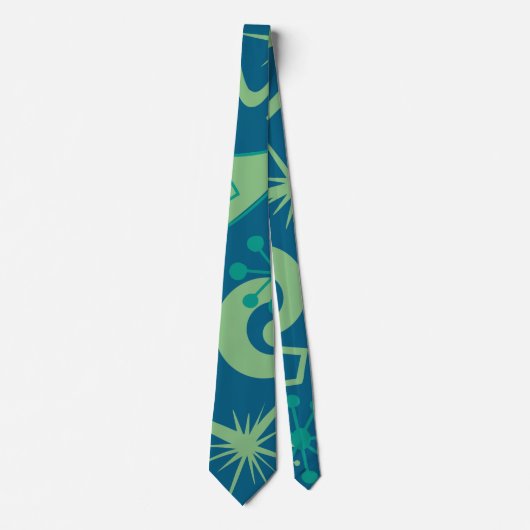 Retro Mid Century Green & Blue Abstract Krawatte (Vorderseite)