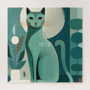 Retro Mid Century Green Cat Puzzle