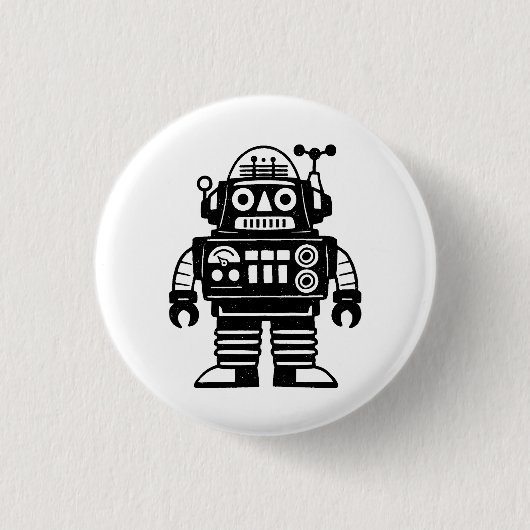 Retro Mid Century Inspired Robot Button (Vorderseite)