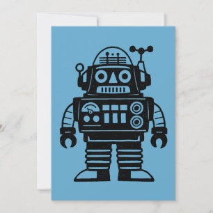 Retro-Mid-Century-inspirierter Roboter Einladung