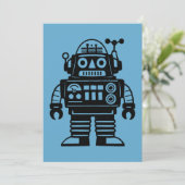 Retro-Mid-Century-inspirierter Roboter Einladung (Stehend Vorderseite)