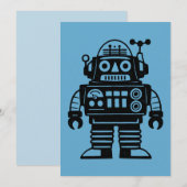 Retro-Mid-Century-inspirierter Roboter Einladung (Vorne/Hinten)