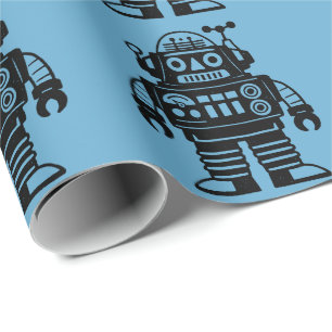 Retro-Mid-Century-inspirierter Roboter Geschenkpapier