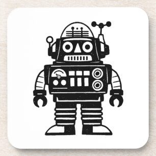 Retro-Mid-Century-inspirierter Roboter Getränkeuntersetzer