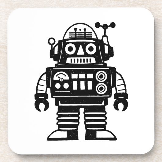 Retro-Mid-Century-inspirierter Roboter Getränkeuntersetzer (Vorderseite)