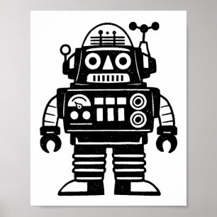 Retro-Mid-Century-inspirierter Roboter Poster