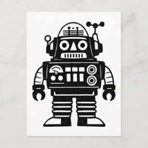 Retro-Mid-Century-inspirierter Roboter Postkarte