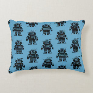 Retro-Mid-Century-inspiriertes Roboter-Muster Dekokissen