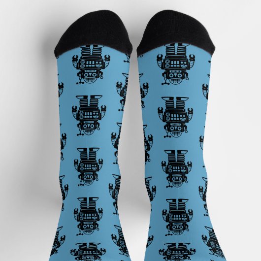Retro-Mid-Century-inspiriertes Roboter-Muster Socken (Oben)