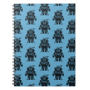 Retro-Mid-Century-inspiriertes Robotermuster Notizblock
