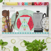 Retro Mid Century Kitchen 2026 Kalender Geschirrtuch (Gefaltet)
