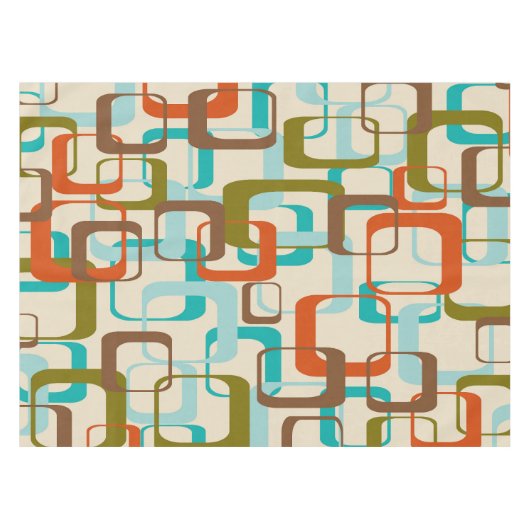 Retro Mid Century Mod Atomic Space Age Teal Olive Tischdecke (Vorderseite (Horizontal))