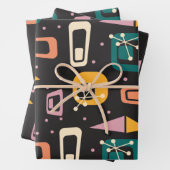 Retro Mid Century Mod Atomspace Age Black Geschenkpapier Set (Beispiel)