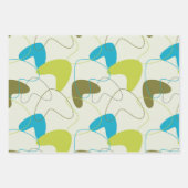 Retro Mid Century Mod Atomspace Age Blue Green Geschenkpapier Set (Vorderseite 3)
