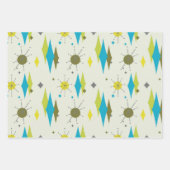 Retro Mid Century Mod Atomspace Age Blue Green Geschenkpapier Set (Vorderseite 2)
