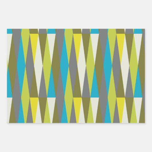 Retro Mid Century Mod Atomspace Age Blue Green Geschenkpapier Set (Vorderseite)