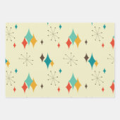 Retro Mid Century Mod Atomzeitalter Aquamarin Red Geschenkpapier Set (Vorderseite 3)