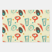 Retro Mid Century Mod Atomzeitalter Aquamarin Red Geschenkpapier Set (Vorderseite 2)