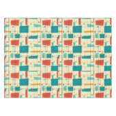 Retro Mid Century Mod Atomzeitalter Aquamarin Red Tischdecke (Vorderseite (Horizontal))