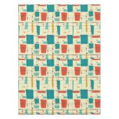 Retro Mid Century Mod Atomzeitalter Aquamarin Red Tischdecke (Vorderseite)