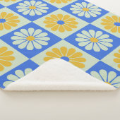 Retro Mid Century Mod Blume in Blau und Gelb Sherpadecke (3/4)