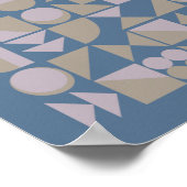 Retro Mid Century Mod Geometric Shapes Blue Poster (Ecke)
