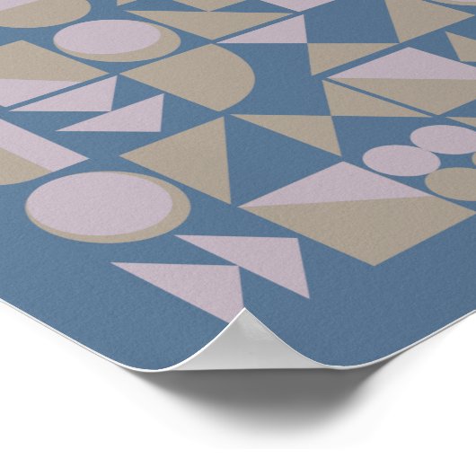 Retro Mid Century Mod Geometric Shapes Blue Poster (Ecke)