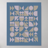 Retro Mid Century Mod Geometric Shapes Blue Poster (Vorne)