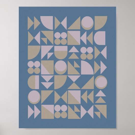 Retro Mid Century Mod Geometric Shapes Blue Poster (Vorne)