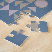 Retro Mid Century Mod geometrische Formen Blau Puzzle (Seite)