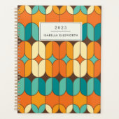 Retro Mid Century Mod Orange Personalisiert 2025 Planer (Vorderseite)