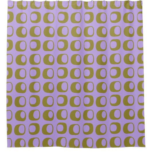 Retro Mid Century Mod Pattern Olive and Lavender Duschvorhang (Vorderseite)