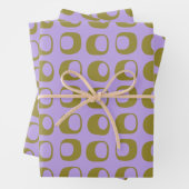 Retro Mid Century Mod Pattern Olive and Lavender Geschenkpapier Set (Beispiel)