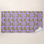 Retro Mid Century Mod Pattern Olive and Lavender Strandtuch (Vorderseite)