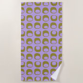 Retro Mid Century Mod Pattern Olive and Lavender Strandtuch (Vorderseite)