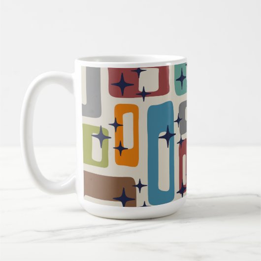 Retro Mid Century Modern Abstract Pattern Kaffeetasse (Links)