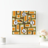 Retro Mid Century Modern Abstract Quadratische Wanduhr (Zuhause)